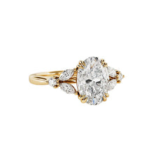 Load image into Gallery viewer, 2.5Ct Oval Diamond Engagement Ring with Marquise Shape and Round Side Diamonds
