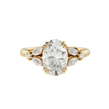 Load image into Gallery viewer, 2.5Ct Oval Diamond Engagement Ring with Marquise Shape and Round Side Diamonds
