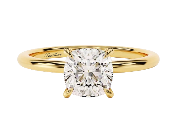 1.5 CT Cushion Lab Grown Diamond Solitaire Engagement Ring 14K