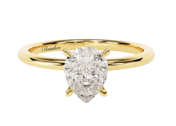 1.5 CT Pear Lab Grown Diamond Solitaire Engagement Ring 14K